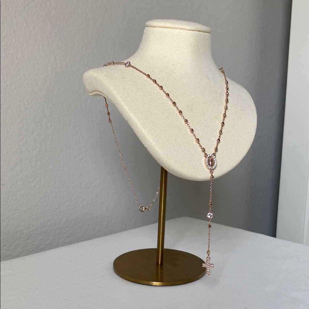 Elegant Rose Gold Rosary Necklace